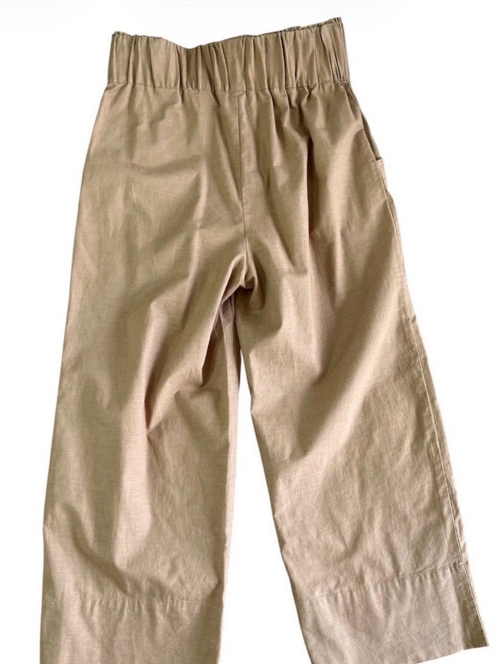 Kourtney Elastic Waist Cropped Wide-Leg Pants - khaki